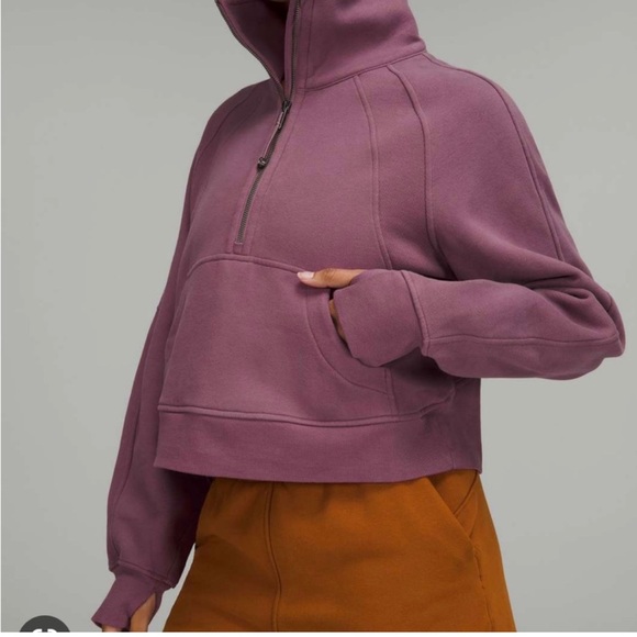 Lululemon Vintage Plum Cropped 1/2 Zip Funnel Neck Pullover Sweatshirt M/L - Picture 3 of 16